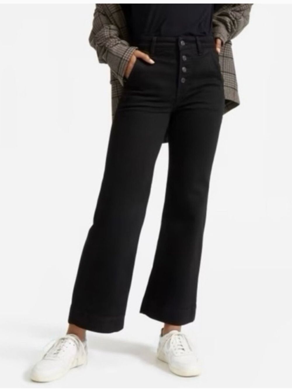 Everlane The Wide Leg Button Fly black jeans 25in waist